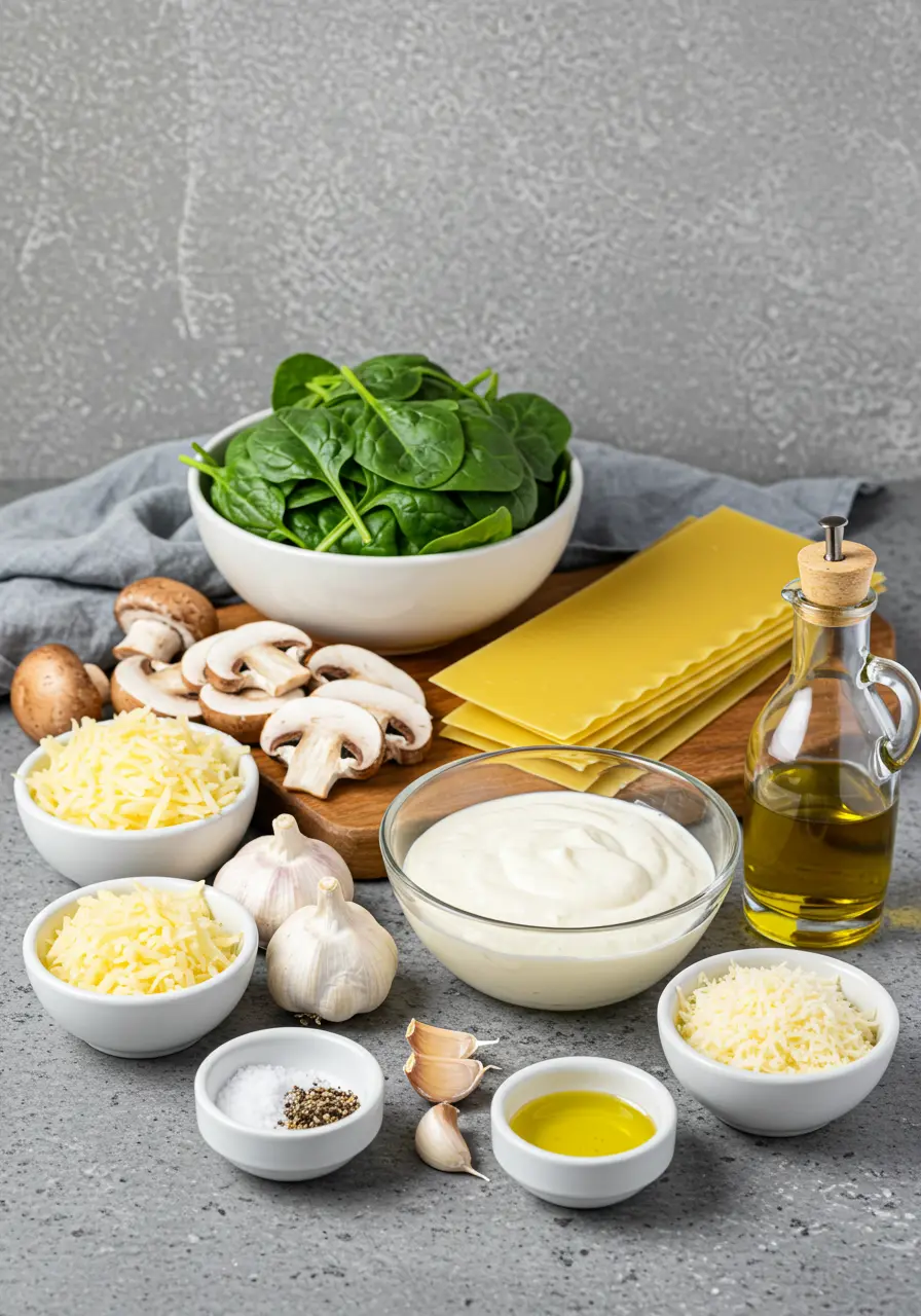 mushroom & spinach lasagne ingredient