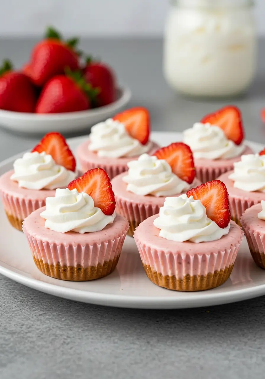 Strawberries &amp; Cream Cheesecakes